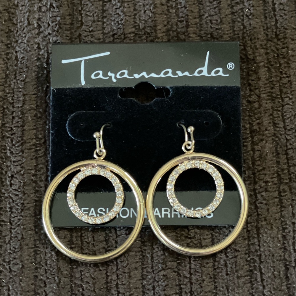 Gold and Sparkly Dangle Hoop Earrings — Taramanda - Picture 10 of 11